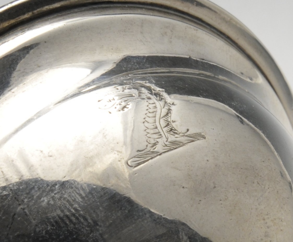 A George III matched set of four silver pedestal open salts of hemispherical form with gadrooned - Image 2 of 3