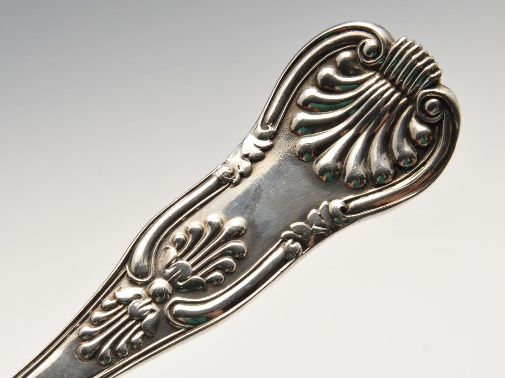 A William IV silver double struck King's pattern serving spoon with initialled terminal. - Image 5 of 8