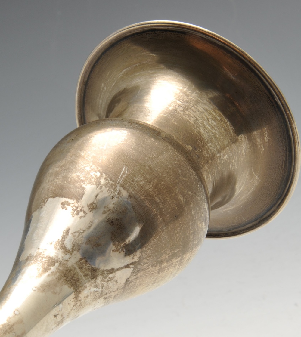 A mid-twentieth century silver bud vase of tapered form standing on a stepped weighted foot, - Image 3 of 15