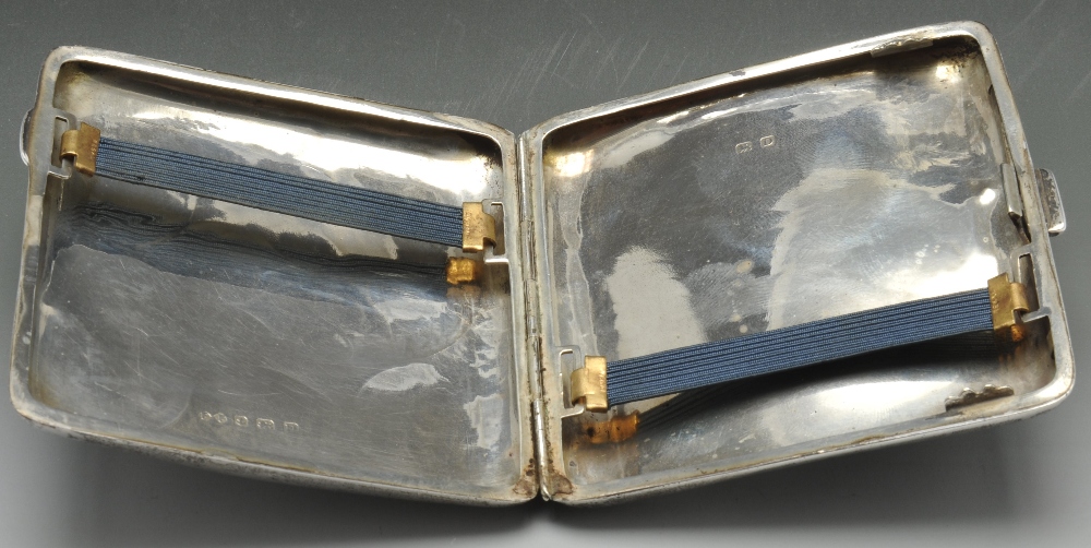 Two 1920's silver cigarette cases, the first of rounded square form with foliate scroll engraving - Image 2 of 15