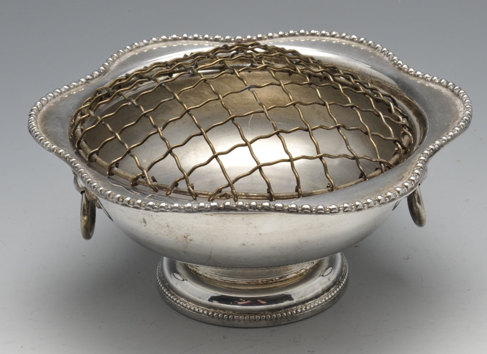 A small 1970's silver rose bowl, having twin lion mask ring handles upon a stepped footed base, - Image 4 of 8