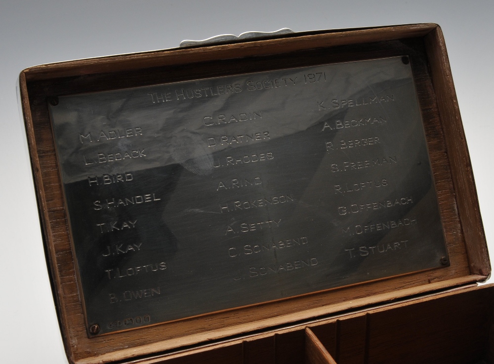 A large 1940's silver mounted table cigarette box, the hinged domed cover having presentation - Image 5 of 7