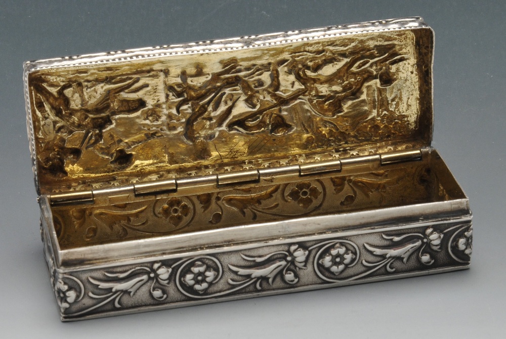 An early twentieth century continental silver box, the rectangular form decorated with a - Image 2 of 6