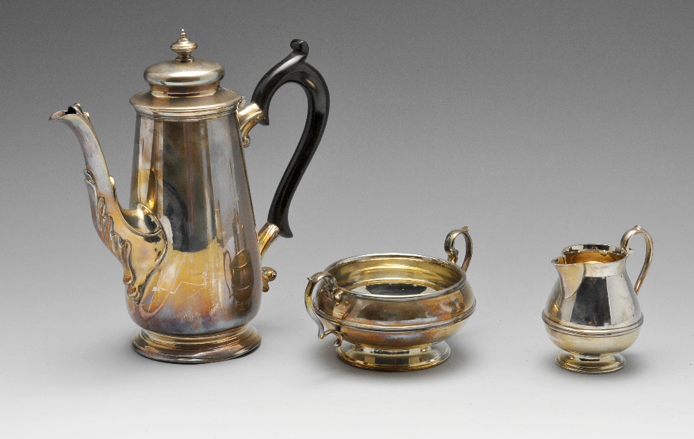 A selection of plated ware to include, a coffee pot with milk and sugar, tea service, entree dishes,