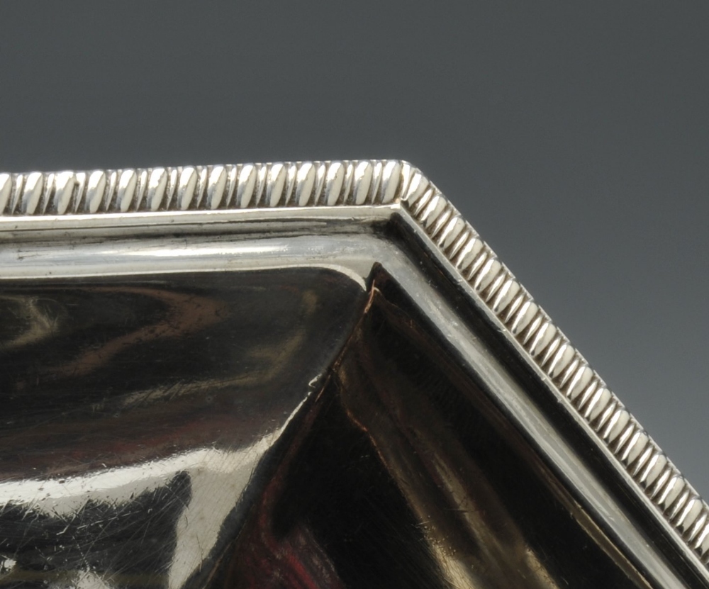 A pair of George III silver entree dish covers with later matched bases, of octagonal sided form - Image 4 of 8