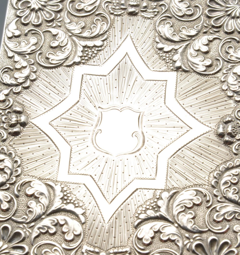 A George IV silver card case, the rectangular form ornately chased with scrolling foliage - Image 5 of 5