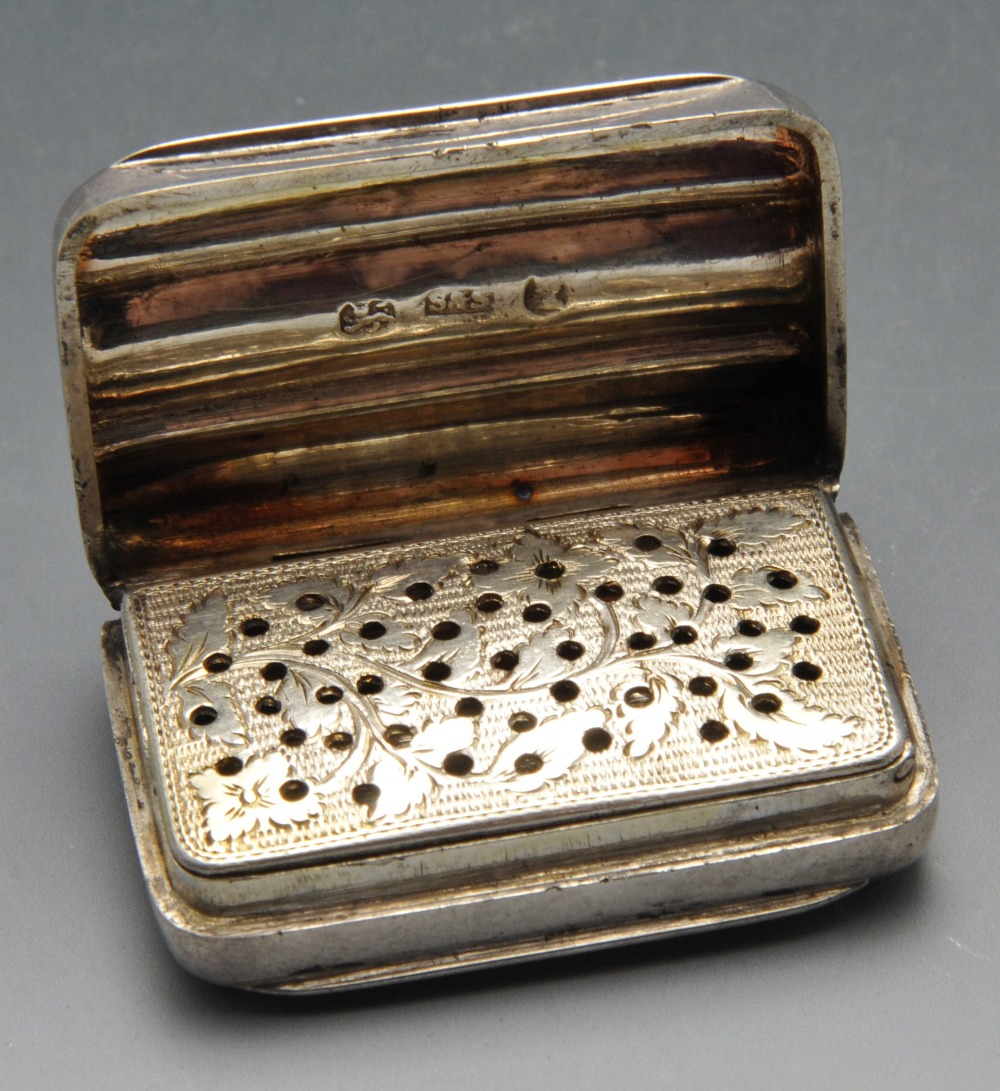 A George III novelty silver vinaigrette modelled a cigar case with initial engraving and opening - Image 2 of 5