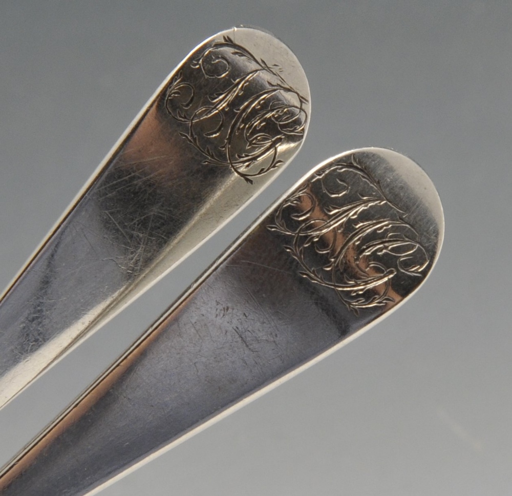 A pair of George III silver condiment spoons, having initialled terminals and gilt bowls. Hallmarked - Image 3 of 6