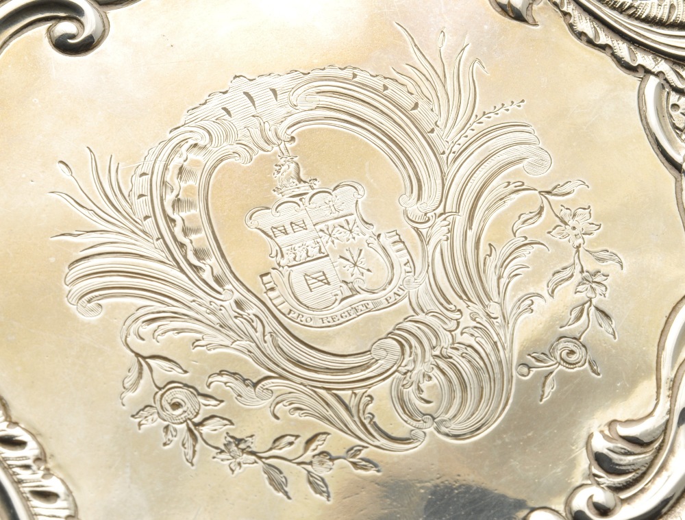 A suite of George II matched salvers, comprising a similar pair and third larger example, each of - Image 5 of 15