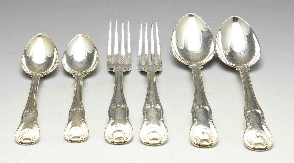 A George III and later composite silver canteen for twelve settings, of King's pattern variant