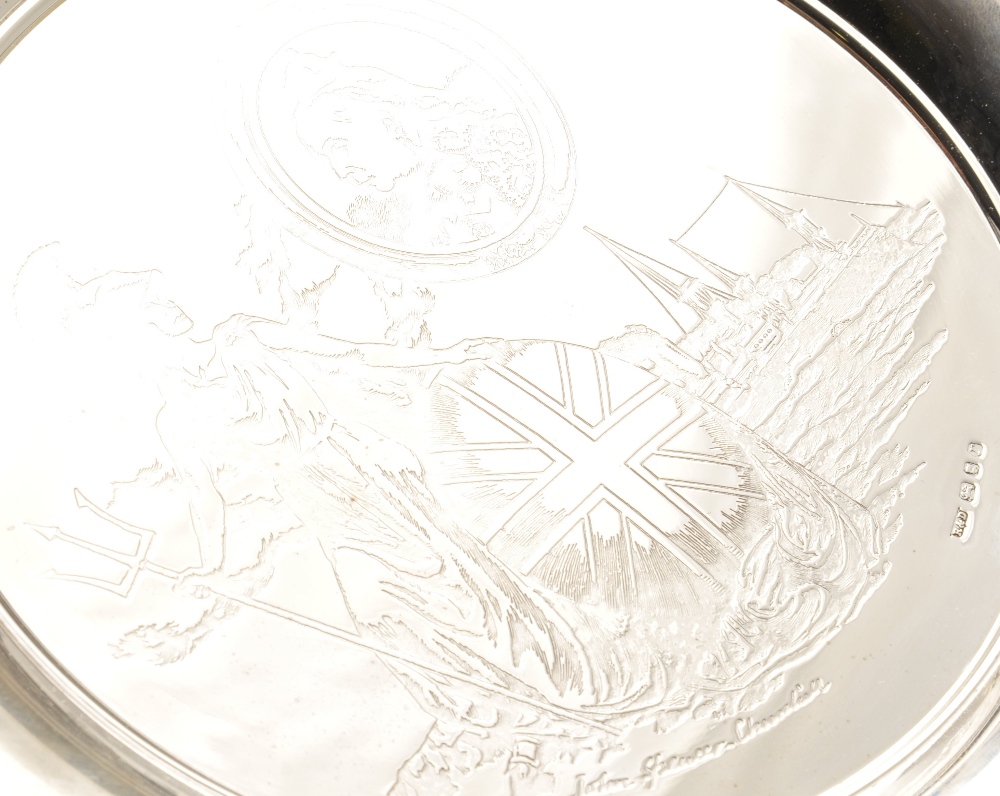 A cased 1970's limited edition silver dish commemorating the 75th anniversary of the Diamond Jubilee - Image 3 of 6