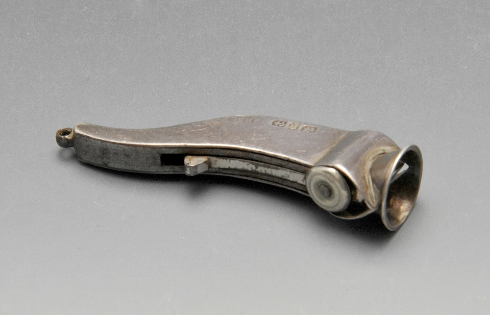 A late Victorian silver mounted cigar cutter. Hallmarked Birmingham 1892. Length measuring 2