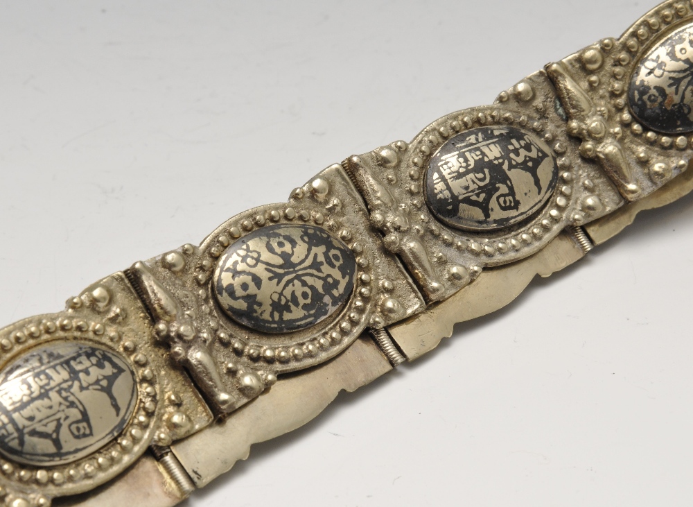 A continental metal belt formed as sixteen shaped oblong links with oval pictorial panels. Maximum - Image 3 of 3