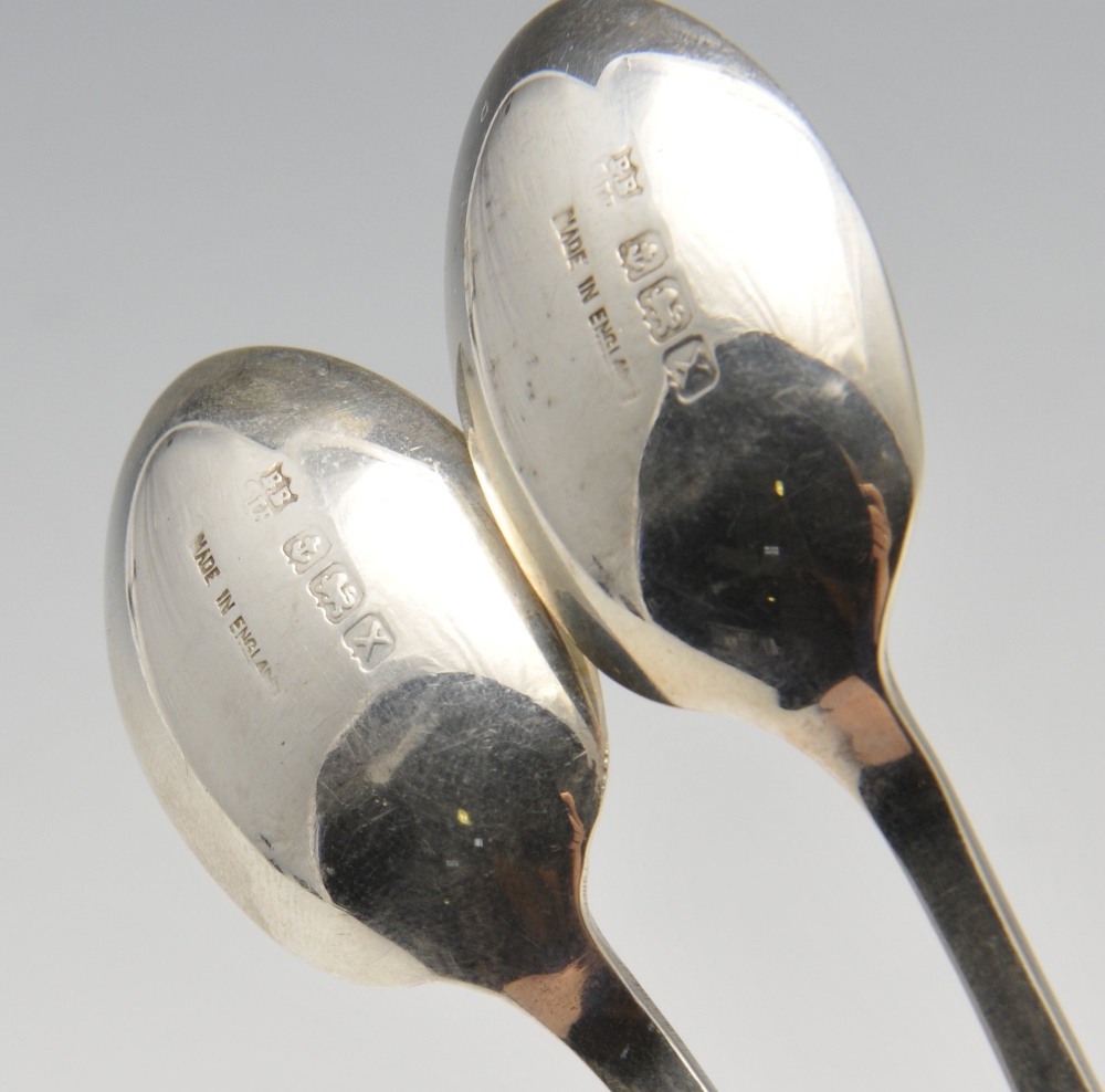 A cased set of six 1940's silver coffee spoons, each decorated with foliate pendant terminals. - Image 3 of 5
