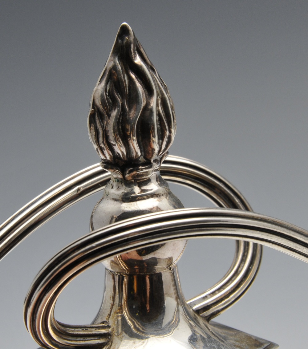 A pair of early twentieth century silver twin branch candelabra, each with hexagonal weighted base - Image 4 of 7