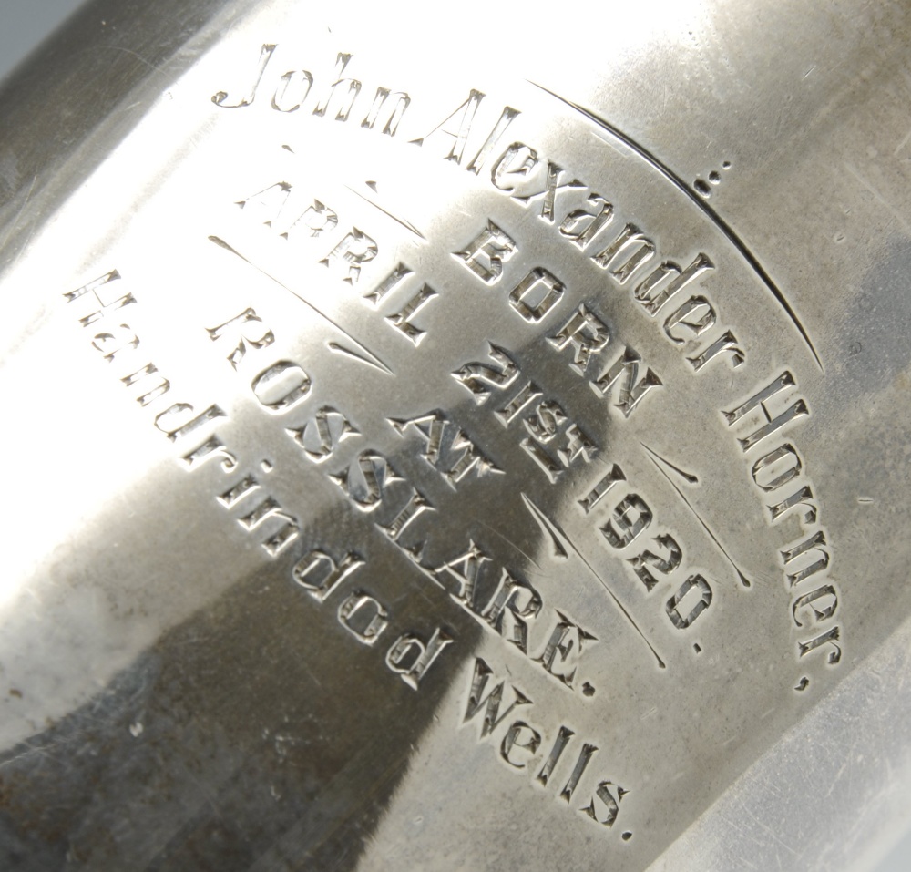 An early twentieth century silver christening mug of tapering form with initial engraving standing - Image 9 of 14