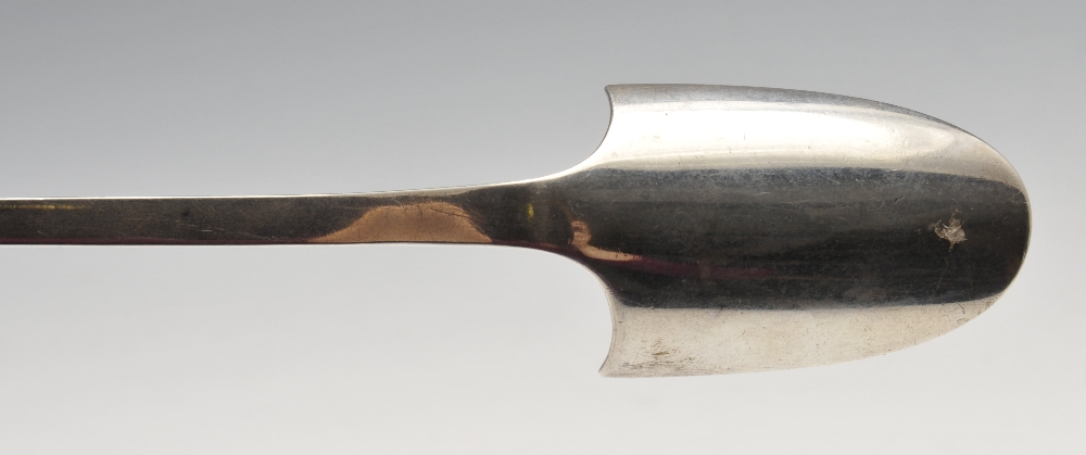 A Victorian silver Fiddle pattern cheese scoop. Hallmarked Chawner & Co (George William Adams), - Image 5 of 5