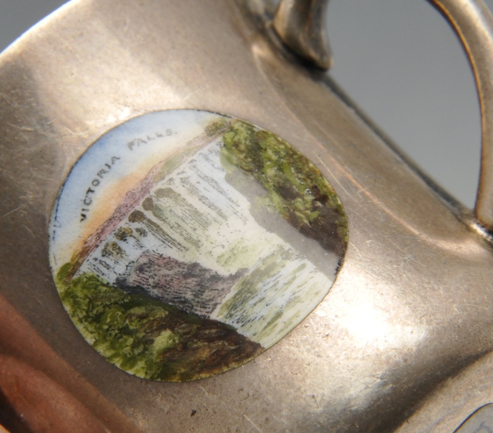 An Edwardian toy or miniature silver souvenir tyg inlaid with a circular panel depicting Victoria - Image 3 of 3