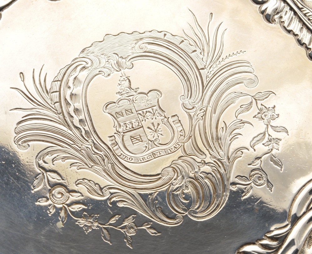 A suite of George II matched salvers, comprising a similar pair and third larger example, each of - Image 10 of 15