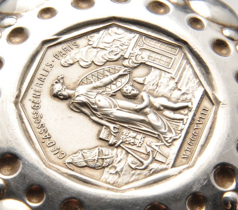 A French wine taster of circular form with coin inset to base, decorated with circular bosses and - Image 6 of 8