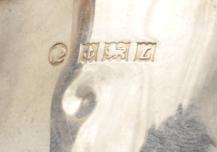 A modern silver cup, of plain form having engraved initials and date, with capped scrolling handle - Image 2 of 5