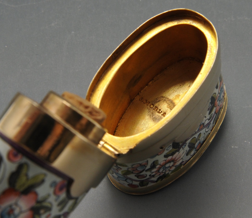 A gold and enamel combination scent bottle by Sampson Mordan & Co., the tapered florally enamelled - Image 4 of 6