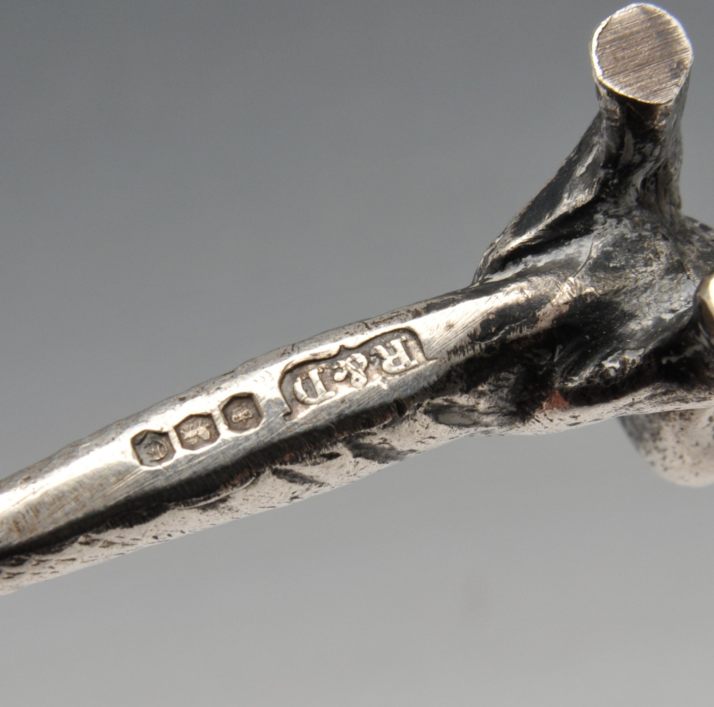 A pair of modern novelty silver knife rests modelled as Dachshunds. Hallmarked Roberts & Dore Ltd, - Image 2 of 4