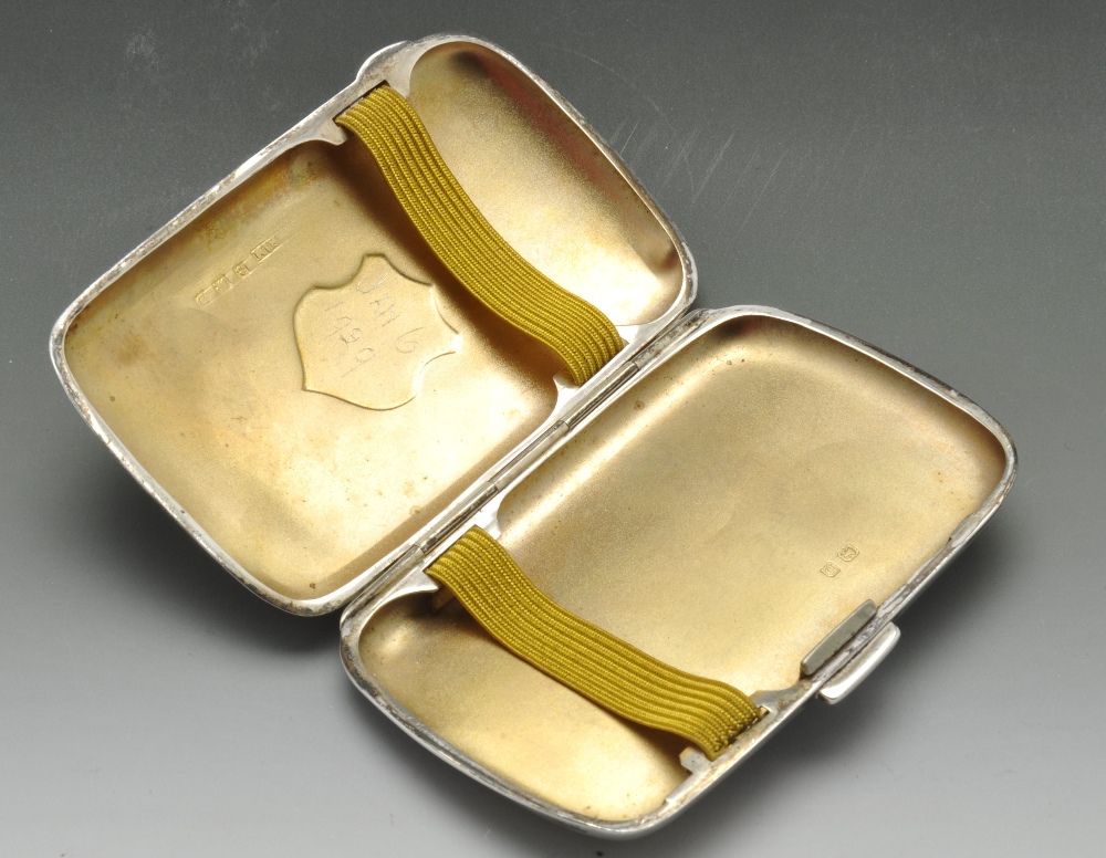 Two 1920's silver cigarette cases, the first of rounded square form with foliate scroll engraving - Image 12 of 15