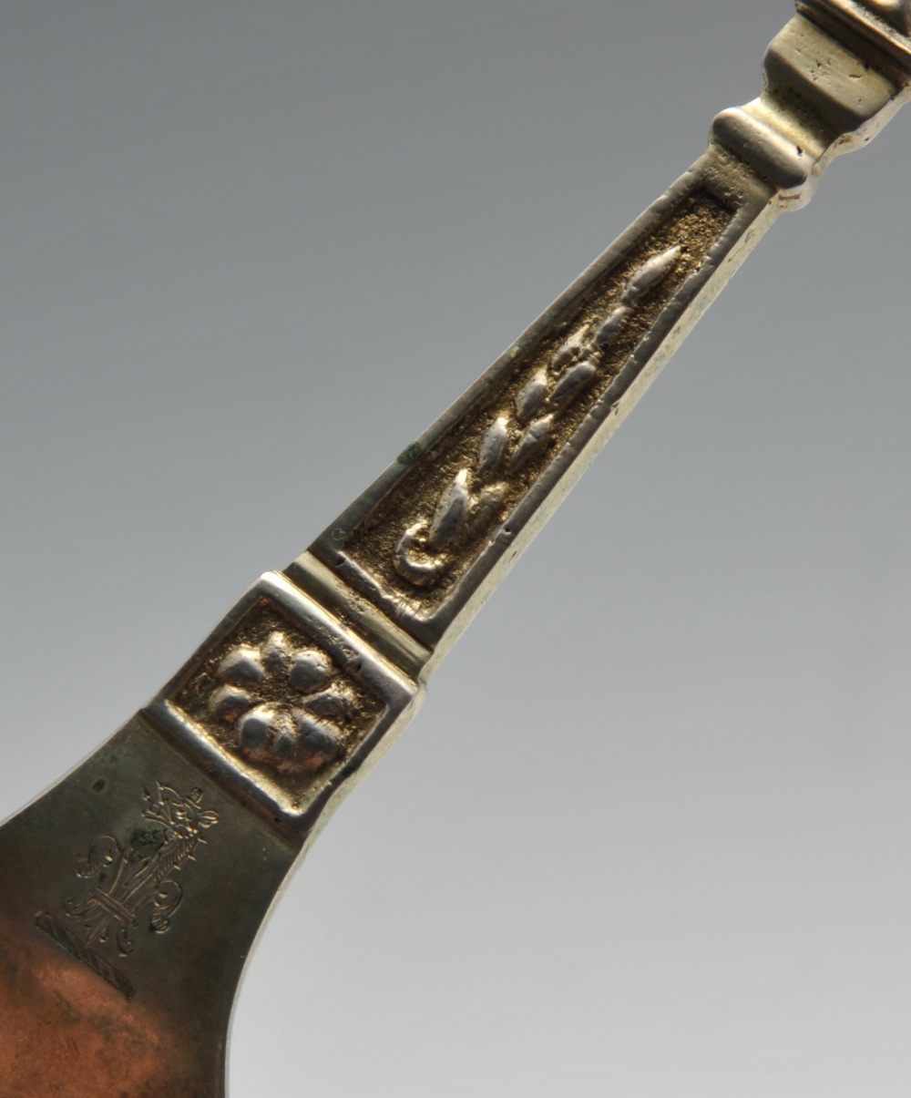 A set of four Dutch silver table spoons, the reverse terminals with monogram engravings. Together - Image 15 of 15
