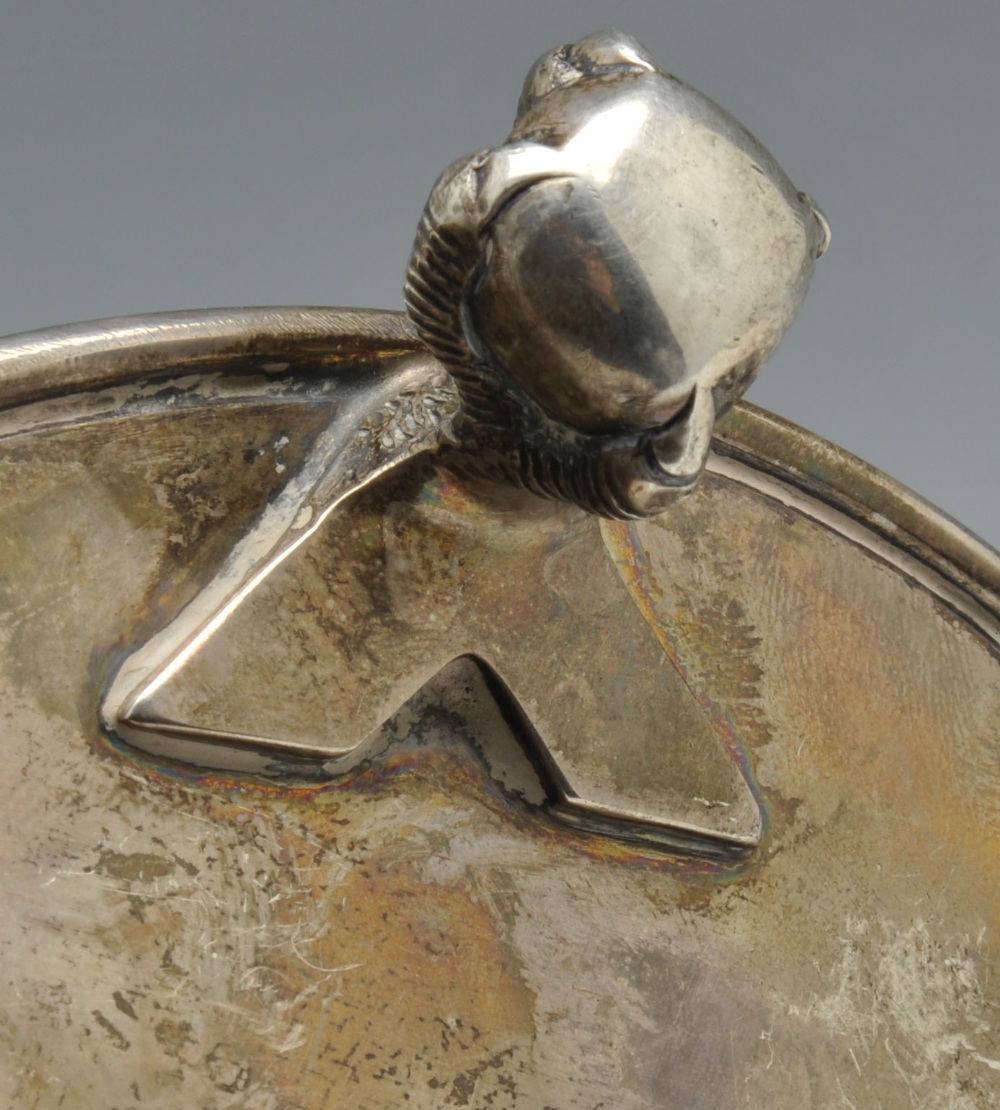 An early twentieth century silver dish of oval form, the sides with simple hole piercing, engraved - Image 8 of 8