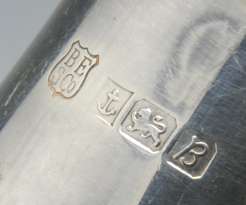 A 1920's silver christening mug with floral swag decoration and initial engraving, hallmarked Joseph - Image 6 of 8