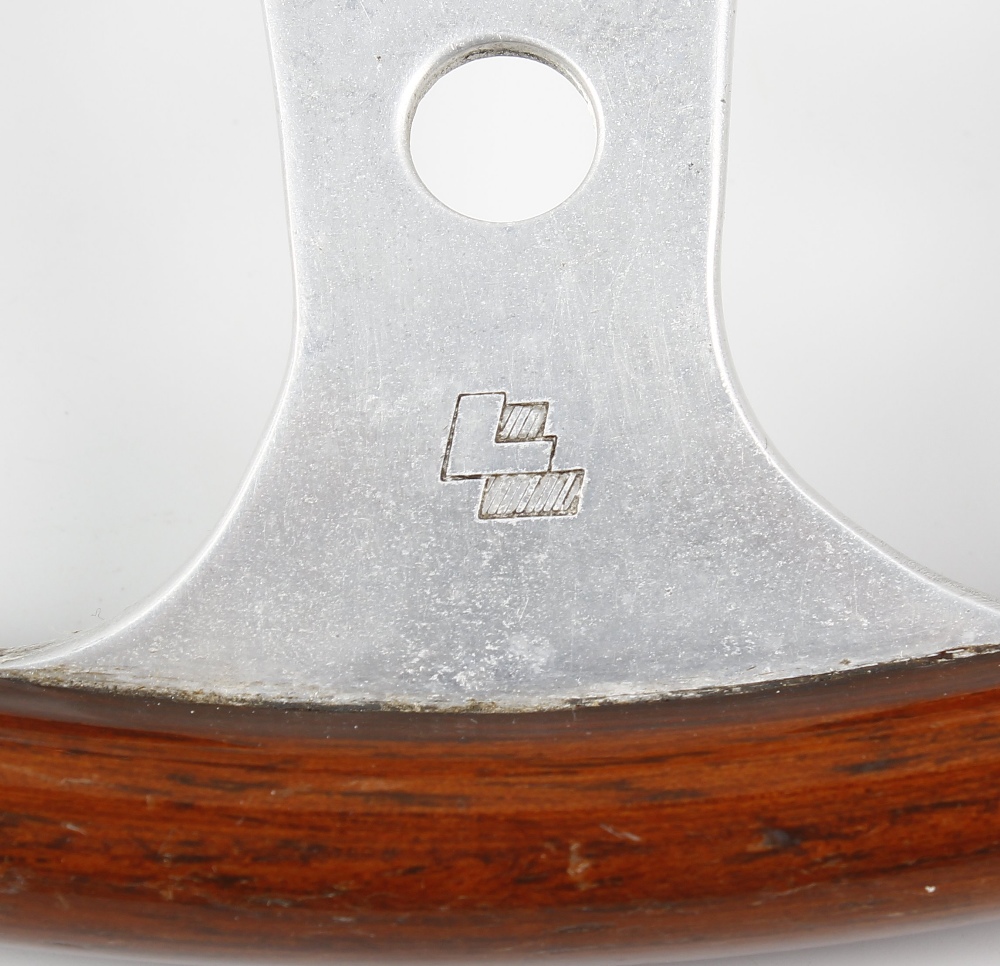 A Les Leston three spoke semi dished wooden rimmed steering wheel. Each of the flat polished - Image 3 of 3