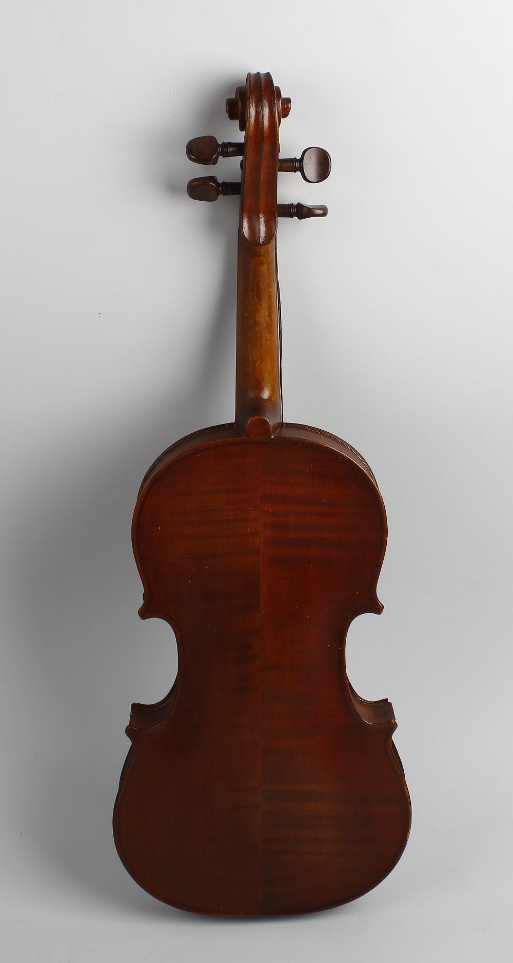 A Nicolas Bertholini violin, 24 (61 cm) long with bow. Heavily worn, scratched and marked. Strings - Image 6 of 9