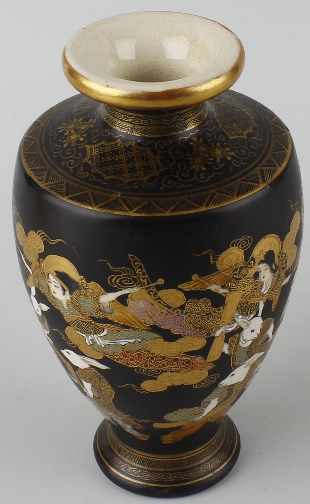 An unusual Japanese satsuma vase, of tapering shouldered form with short flared neck, finely - Image 2 of 4