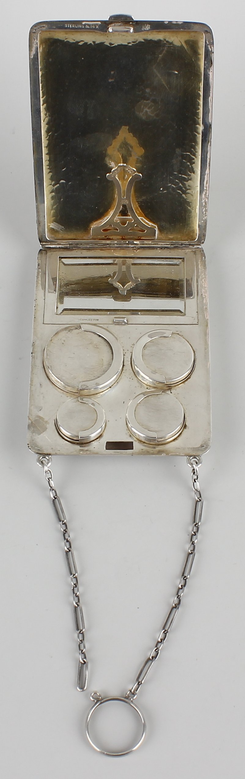 An American 14K yellow metal and sterling silver coin holder. James Baker Co., Elgin, the - Image 3 of 4