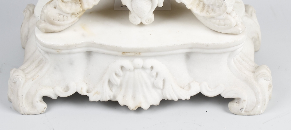 A French white marble clock and stand The 3.25-inch white Roman dial inscribed with Versailles - Image 3 of 4