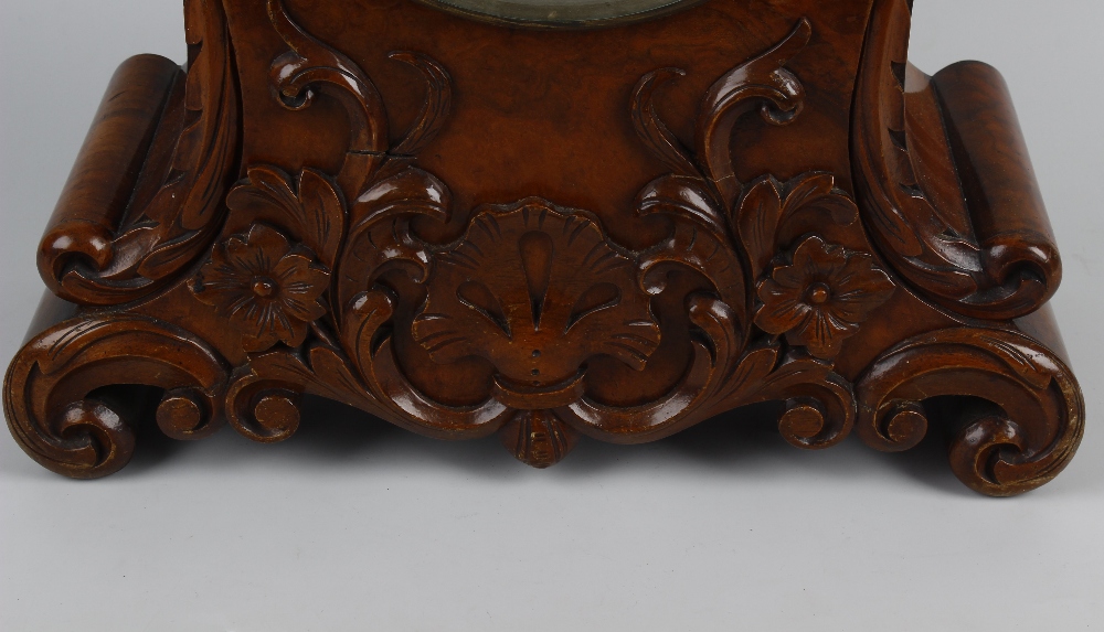 A Victorian carved walnut twin fusee bracket clock The 7.5-inch cream-painted convex Roman dial - Image 2 of 3