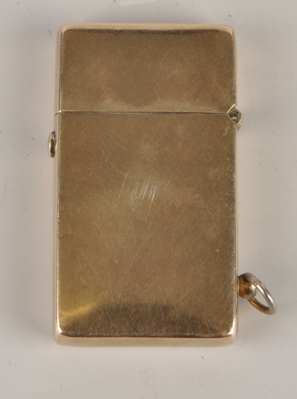 A 9ct gold lighter, of plain rectangular form having engraved monogram and dedication to front, - Image 2 of 3