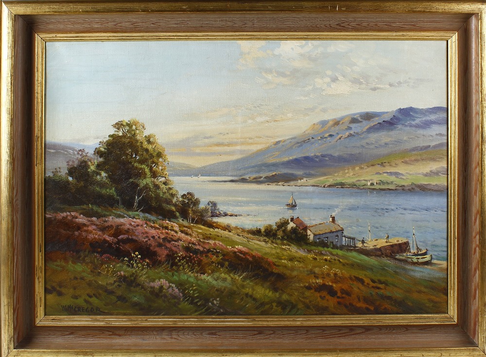 W. McGregor (1855-1923)A Scottish loch scene with sailing boats Oil on canvasSigned lower left19.5 x - Image 2 of 3