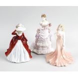 A group of Doulton, Coalport and Worcester figures. Comprising four Coalport ladies, including '
