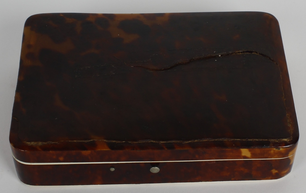 A mid-19th century tortoiseshell and gold necessaire. Of rectangular outline, the hinged cover - Image 3 of 3
