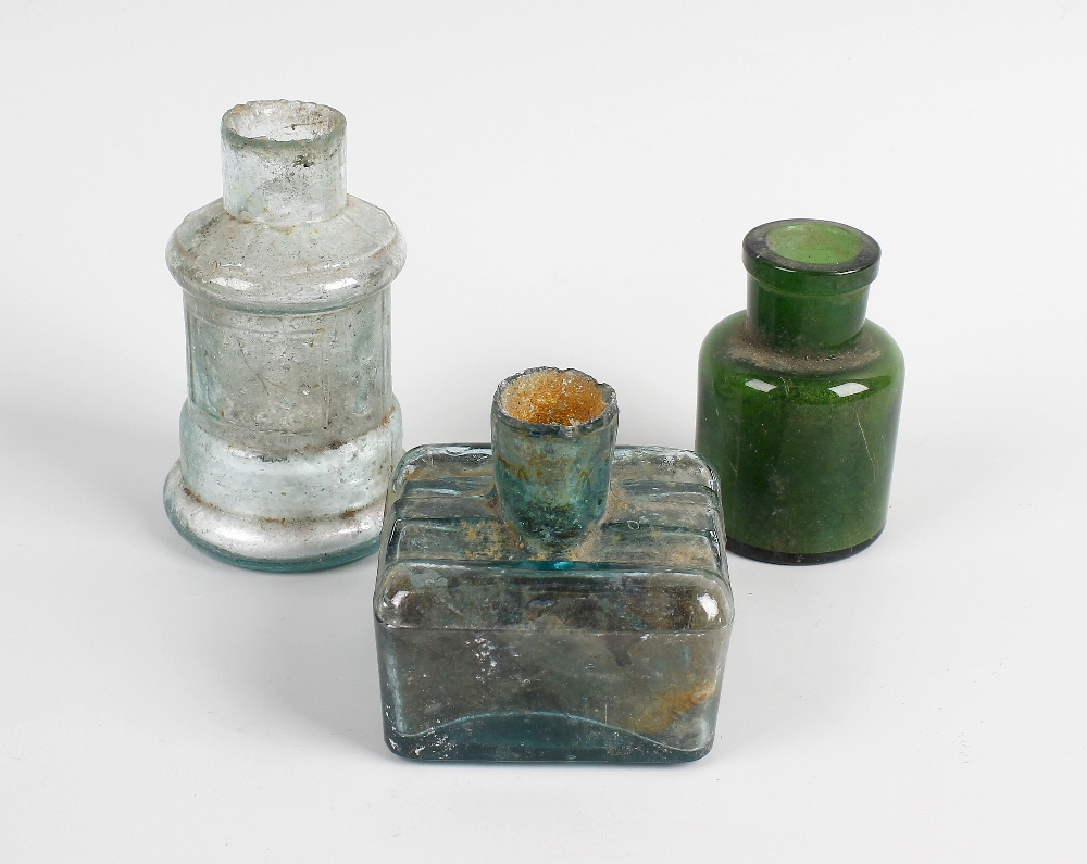 Two boxes containing a large collection of assorted glass bottles To include a group of over 150
