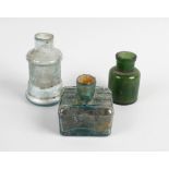 Two boxes containing a large collection of assorted glass bottles To include a group of over 150