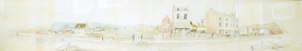 A 19th century panoramic watercolour. Landscape scene entitled 'Sidmouth 1815' 59 x 10 (150 cm x