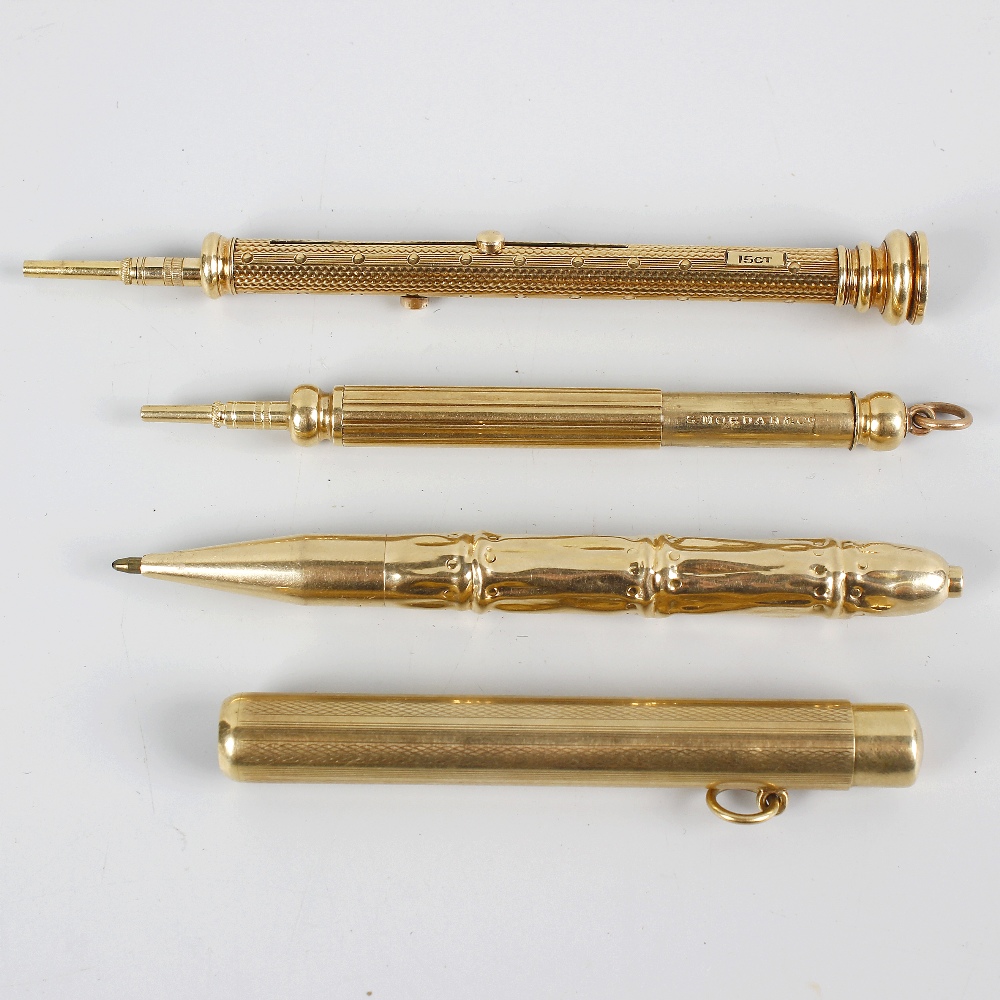 A 15ct gold Goldsmiths Alliance combination fountain pen and pencil, having inset seal terminal,