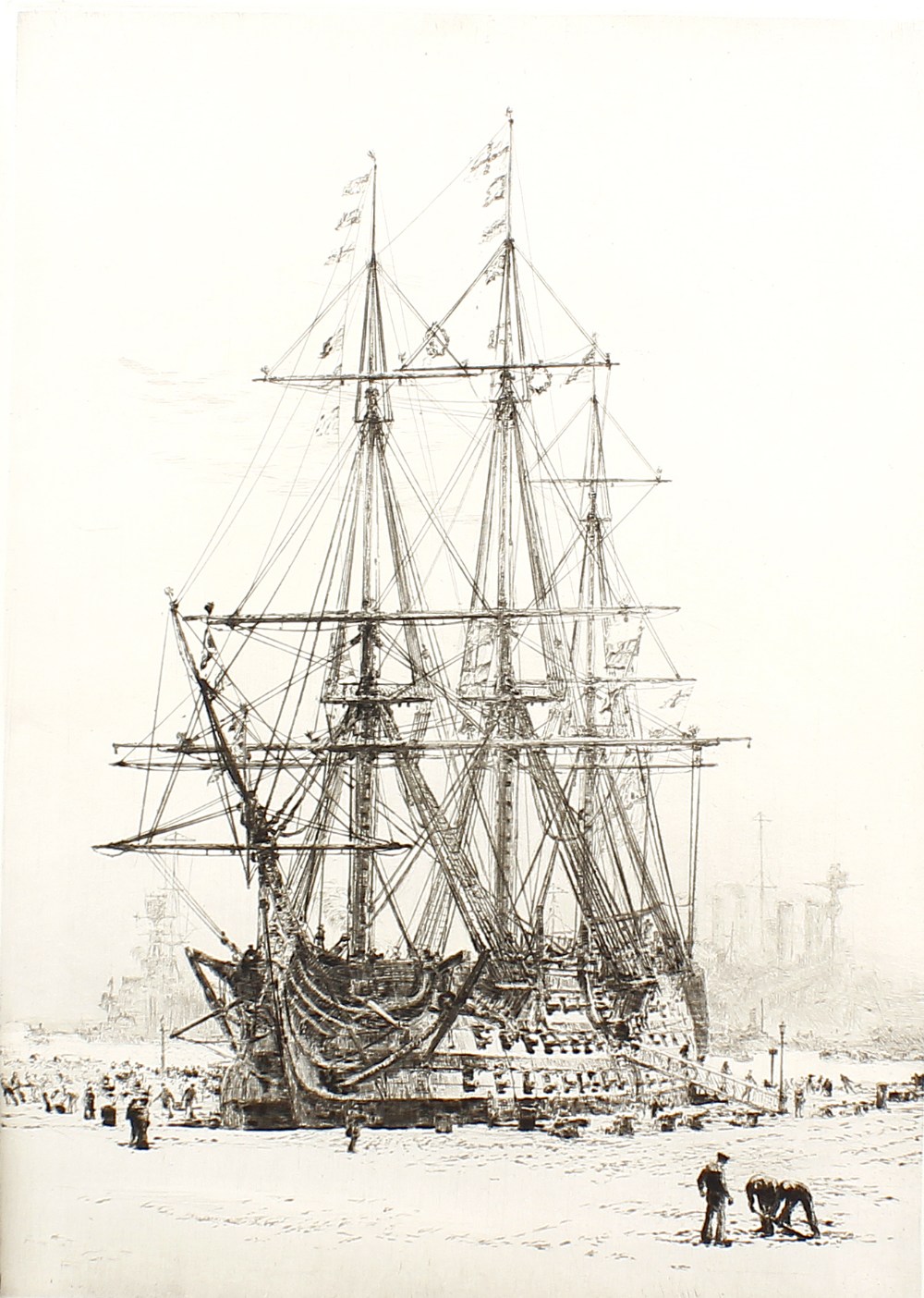 A box of assorted pictures and prints To include two engravings by William Lionel Wyllie, 'HMS