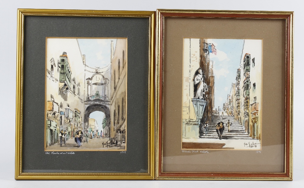 Maltese interest:Galea, (20th century)A pair of watercolours of Valletta, Malta'Old Theatre - Image 2 of 2