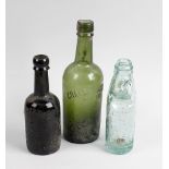 A box containing a collection of assorted glass bottles Staffordshire interest, to include