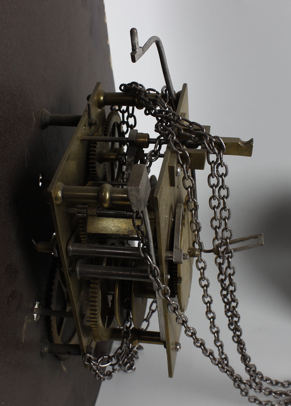 Two longcase clock dials and movements The first white-painted, of 14-inch break-arched form with - Image 2 of 4