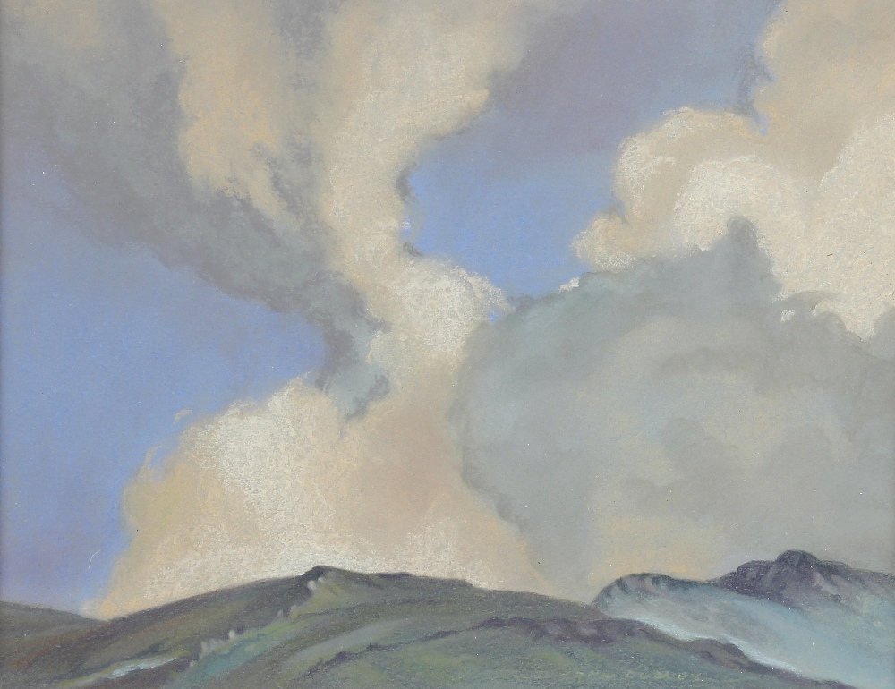 John Dudley (modern) Clouds Pastel on paper Signed to lower edge and with paper label verso 9.5 x